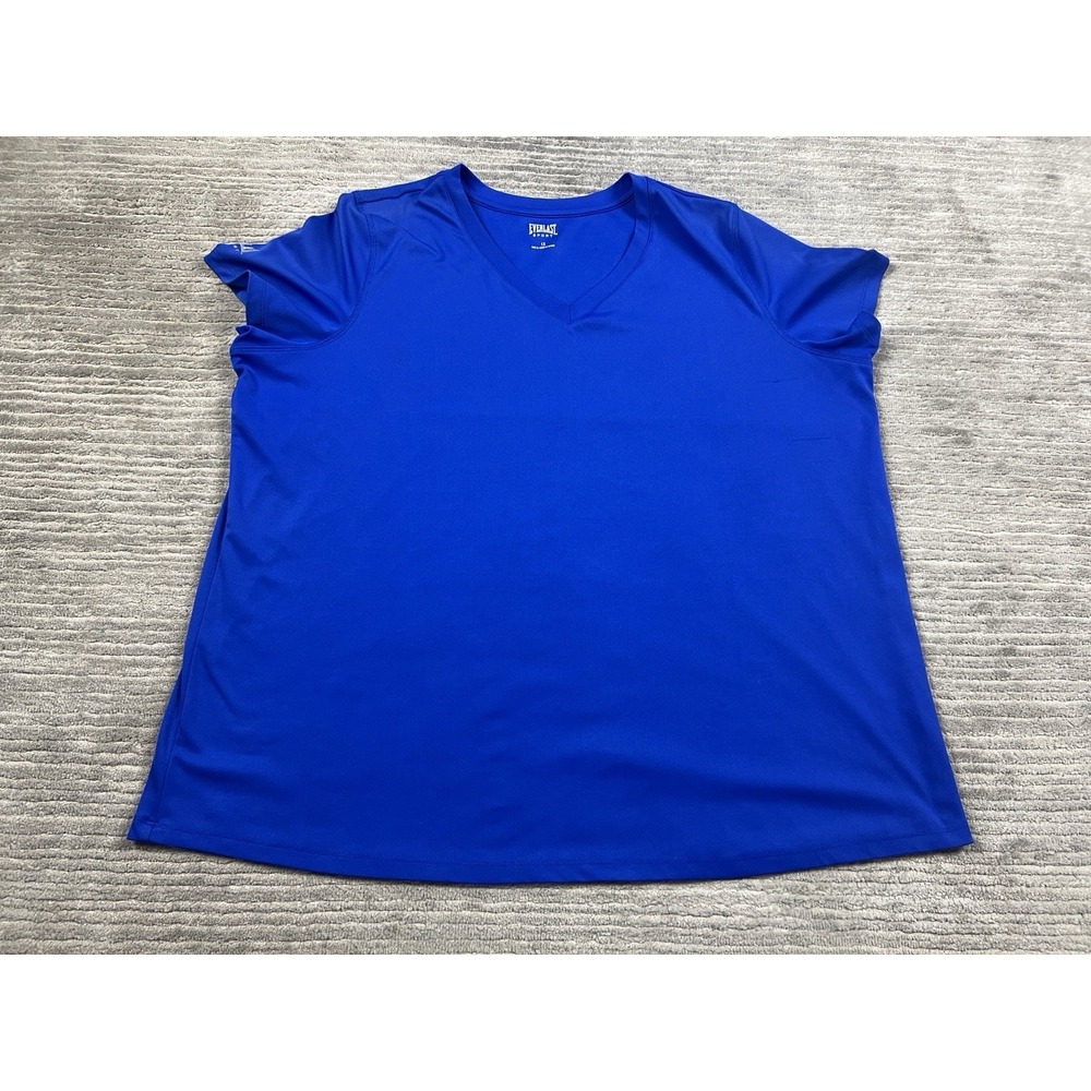 Everlast‎ Sport Shirt Womens 1X Blue Short Sleeve V-Neck Polyester Athletic